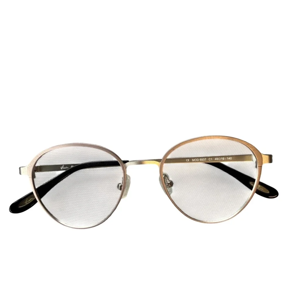 Glacée MOD 6937 Eyeglass Frames Women 49-19-140 Gold Silver Round Cat Eye Metal